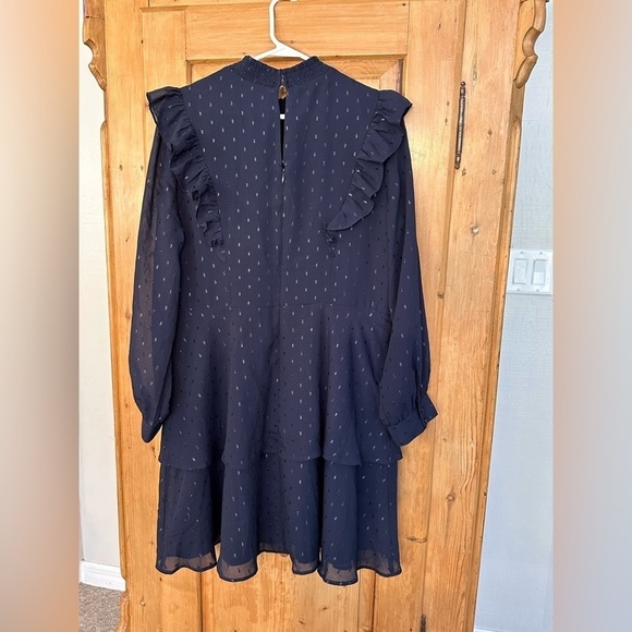 Express Dress Blue w/Silver Accents Great Detailing Long Sleeves NWT Size XL - Picture 9 of 15